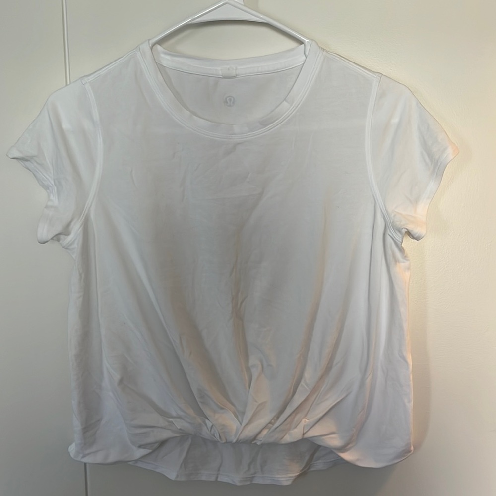 Lululemon white top with bunching detail